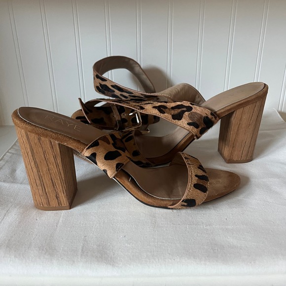 Raye Lexie cheetah print ankle strap stacked heels - Picture 5 of 9